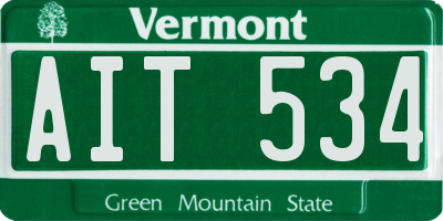 VT license plate AIT534