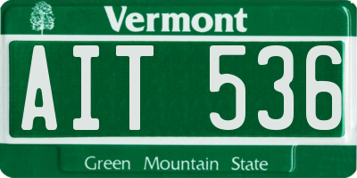 VT license plate AIT536
