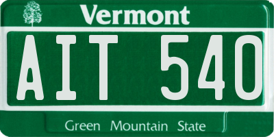 VT license plate AIT540