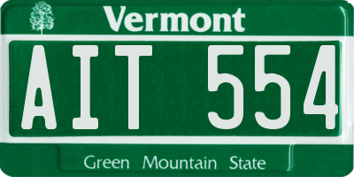 VT license plate AIT554