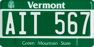 VT license plate AIT567