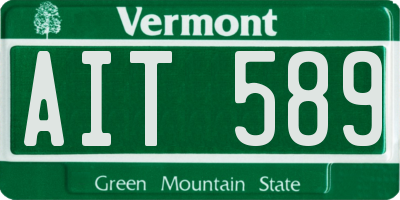 VT license plate AIT589