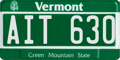 VT license plate AIT630