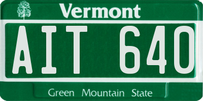 VT license plate AIT640