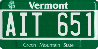 VT license plate AIT651