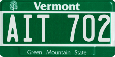 VT license plate AIT702