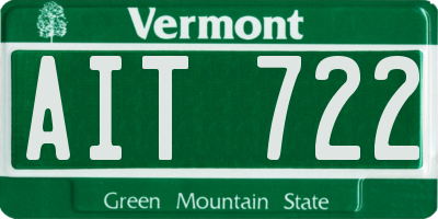 VT license plate AIT722