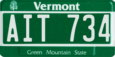VT license plate AIT734