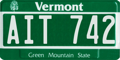 VT license plate AIT742