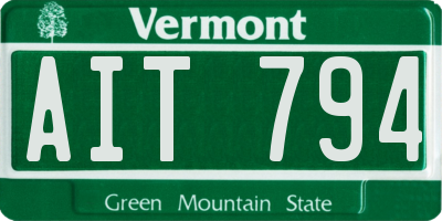 VT license plate AIT794