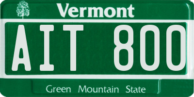 VT license plate AIT800