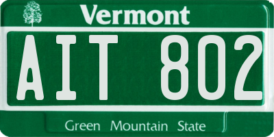 VT license plate AIT802