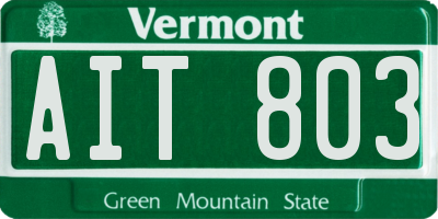 VT license plate AIT803
