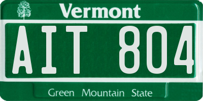 VT license plate AIT804
