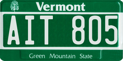 VT license plate AIT805