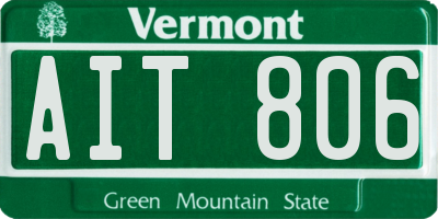 VT license plate AIT806