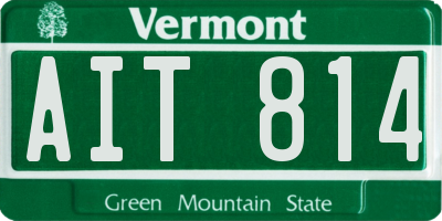 VT license plate AIT814