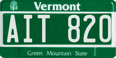 VT license plate AIT820