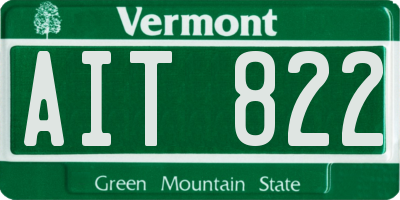 VT license plate AIT822