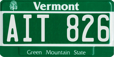 VT license plate AIT826