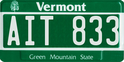 VT license plate AIT833