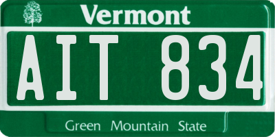 VT license plate AIT834