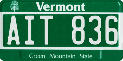 VT license plate AIT836