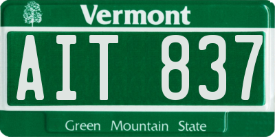 VT license plate AIT837