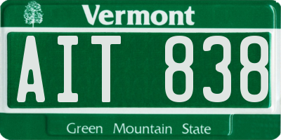 VT license plate AIT838