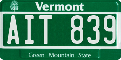 VT license plate AIT839