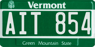 VT license plate AIT854