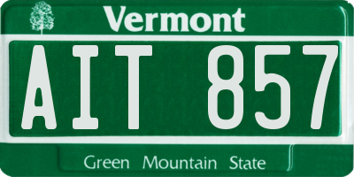 VT license plate AIT857