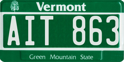 VT license plate AIT863