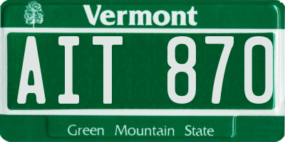 VT license plate AIT870
