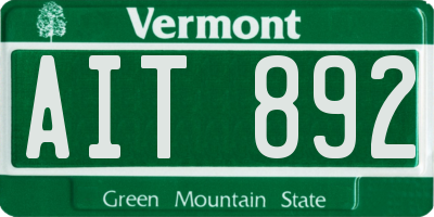 VT license plate AIT892