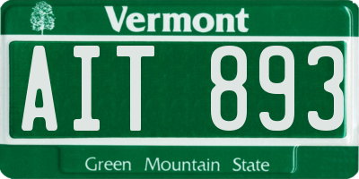 VT license plate AIT893