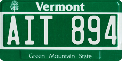 VT license plate AIT894