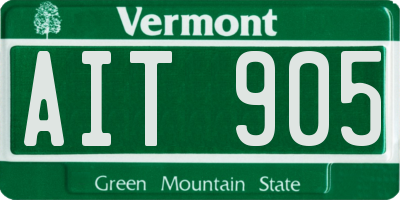 VT license plate AIT905