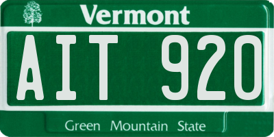 VT license plate AIT920