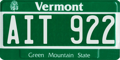 VT license plate AIT922