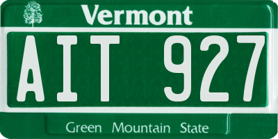 VT license plate AIT927