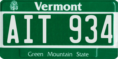 VT license plate AIT934