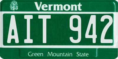 VT license plate AIT942