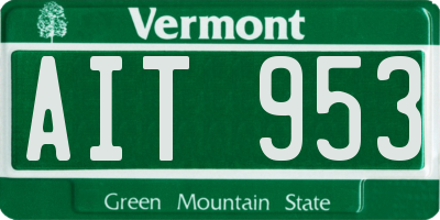 VT license plate AIT953