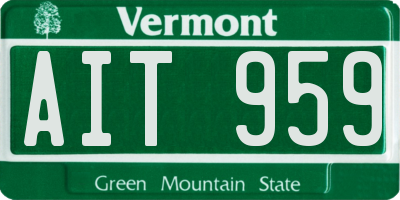 VT license plate AIT959