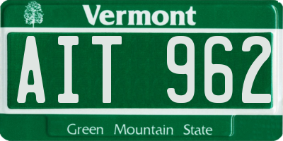 VT license plate AIT962