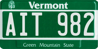 VT license plate AIT982