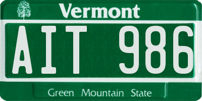 VT license plate AIT986