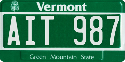 VT license plate AIT987