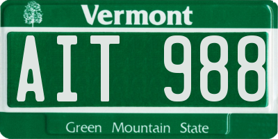 VT license plate AIT988